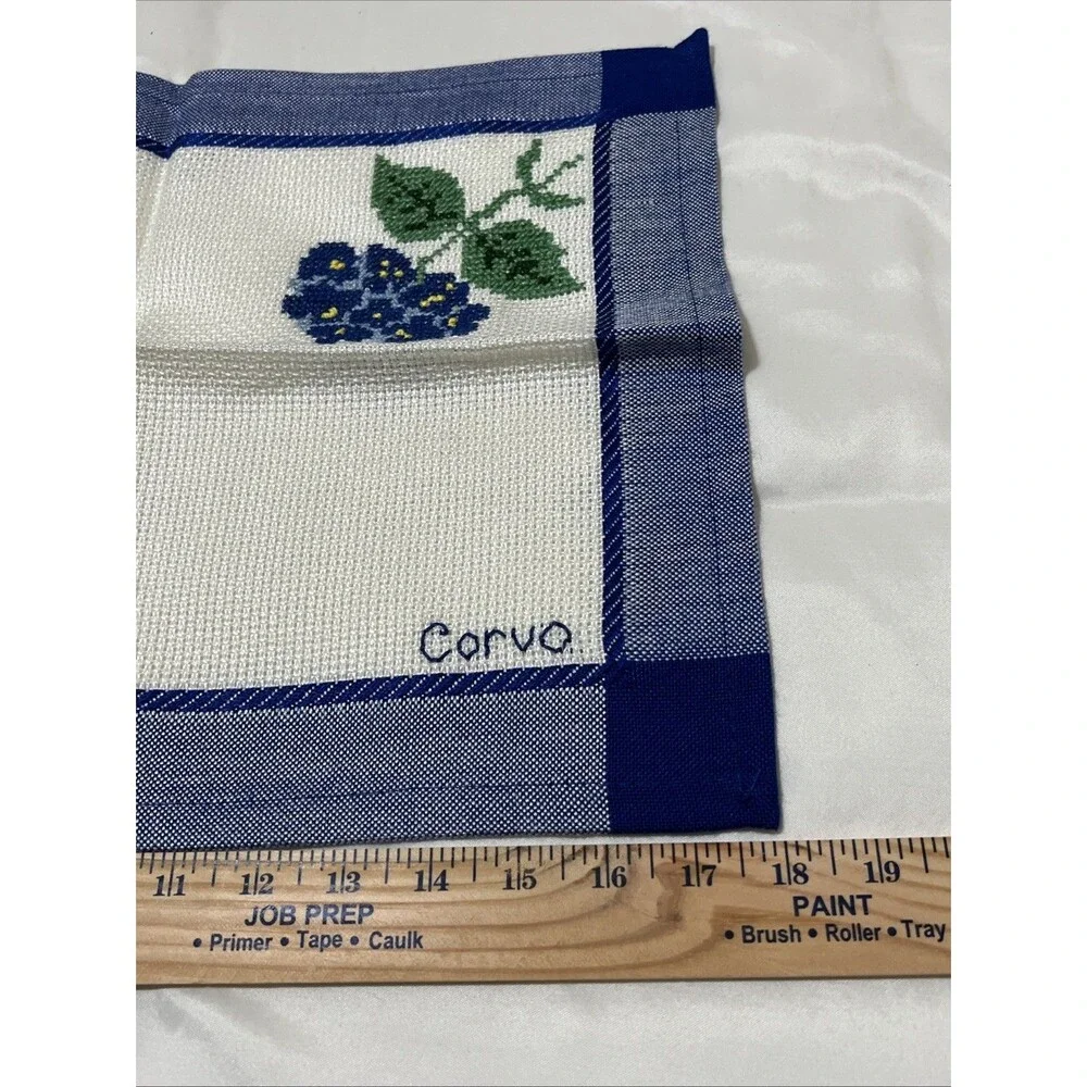 Needlepoint Unframed Flower Blue Art Finished PORTUGAL Dresser Scarf 18x13